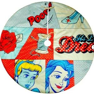 48" Disney Princess Fabric Christmas Tree Skirt Cinderella Belle Retro design